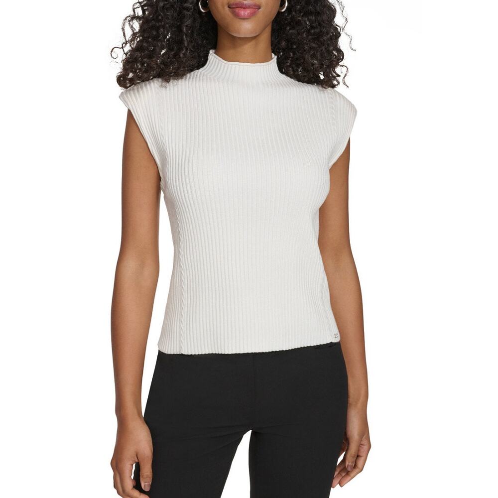 Calvin Klein  Women's Mock-Neck Sleeveless Rib-Knit Sweater XS